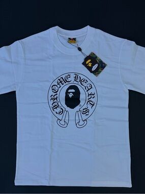 Chrome Hearts White Tee with Black Graphic Ape Motif